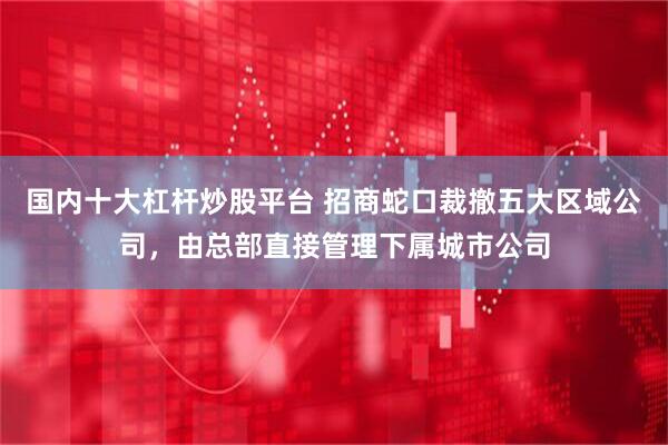 国内十大杠杆炒股平台 招商蛇口裁撤五大区域公司，由总部直接管理下属城市公司