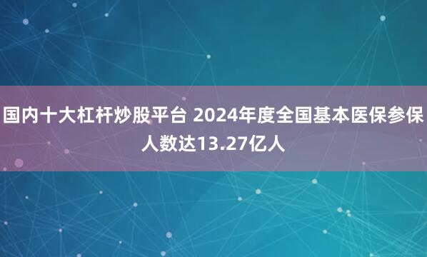 国内十大杠杆炒股平台 2024年度全国基本医保参保人数达13.27亿人