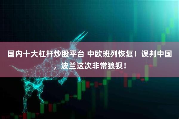 国内十大杠杆炒股平台 中欧班列恢复！误判中国，波兰这次非常狼狈！