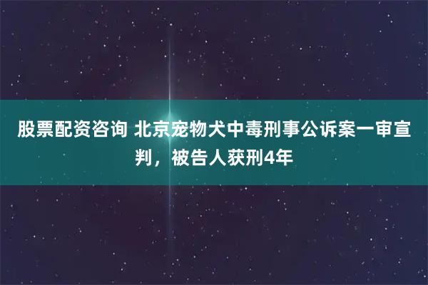 股票配资咨询 北京宠物犬中毒刑事公诉案一审宣判，被告人获刑4年